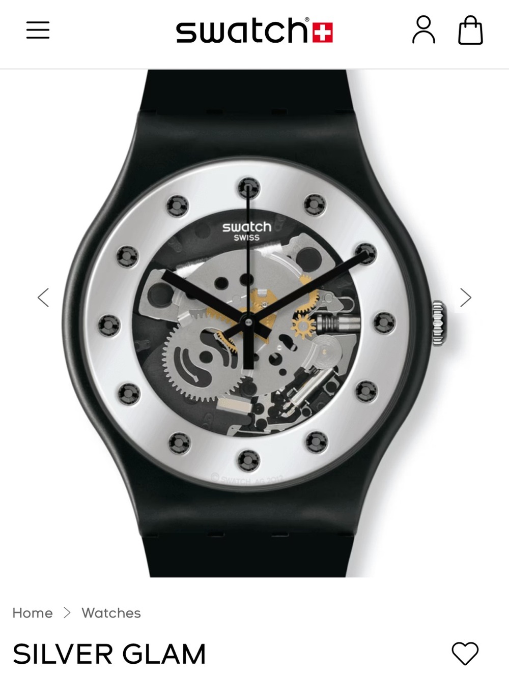 Swatch Black Transparent Dial Watch with Visible Gears - Silver Glam
